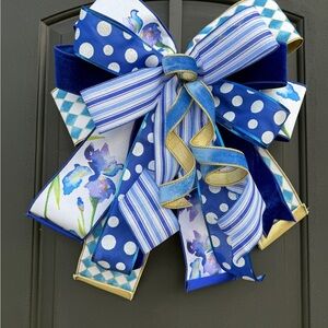 Blue and Gold Holiday Bow